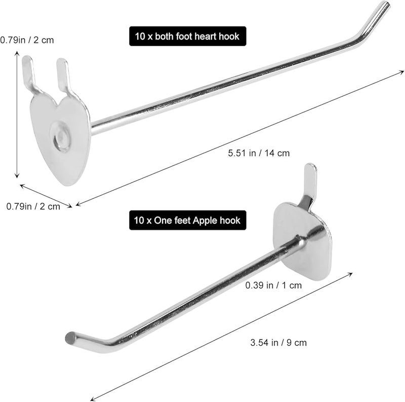 ثقيلة 20 قطعة قلب تفاح على شكل حديدي خطافات لوحة الأظافر لمتجر عرض سوبر ماركت تخزين المطبخ - Image 3