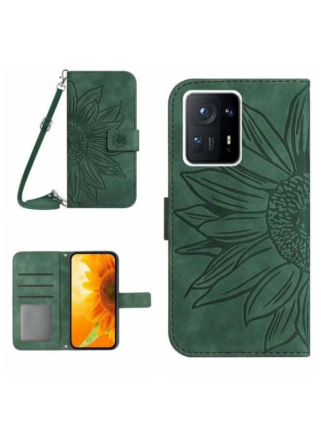 Case For Xiaomi Mi Mix 4 Skin Feel Sun Flower Pattern Flip Leather Phone Case with Lanyard