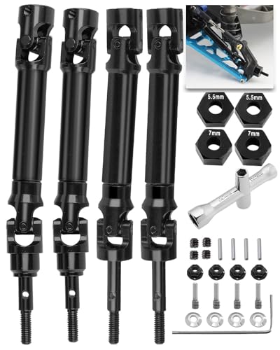 ARRCat 4PCS Stainless Steel Drive Shaft CVD Upgrades Part for 110 Stampede VXL 4X4Rustler VXL 4X4Slash VXL 4X4 Platinum UltimateHoss VXL 4X4 4WDARRCat Front Rear 45 Drive Shaft with HexBlack - Image 1