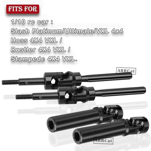 ARRCat 4PCS Stainless Steel Drive Shaft CVD Upgrades Part for 110 Stampede VXL 4X4Rustler VXL 4X4Slash VXL 4X4 Platinum UltimateHoss VXL 4X4 4WDARRCat Front Rear 45 Drive Shaft with HexBlack - Image 5