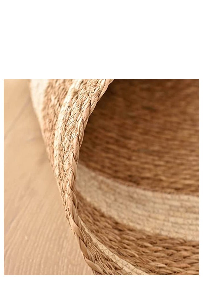 𝐅𝐅𝐃 Handwoven Natural Jute Round Rug – Eco-Friendly Boho Area Rug with White Border, Durable & Stylish Woven Carpet for Living Room, Bedroom, Entryway & Farmhouse Décor  - Image 2