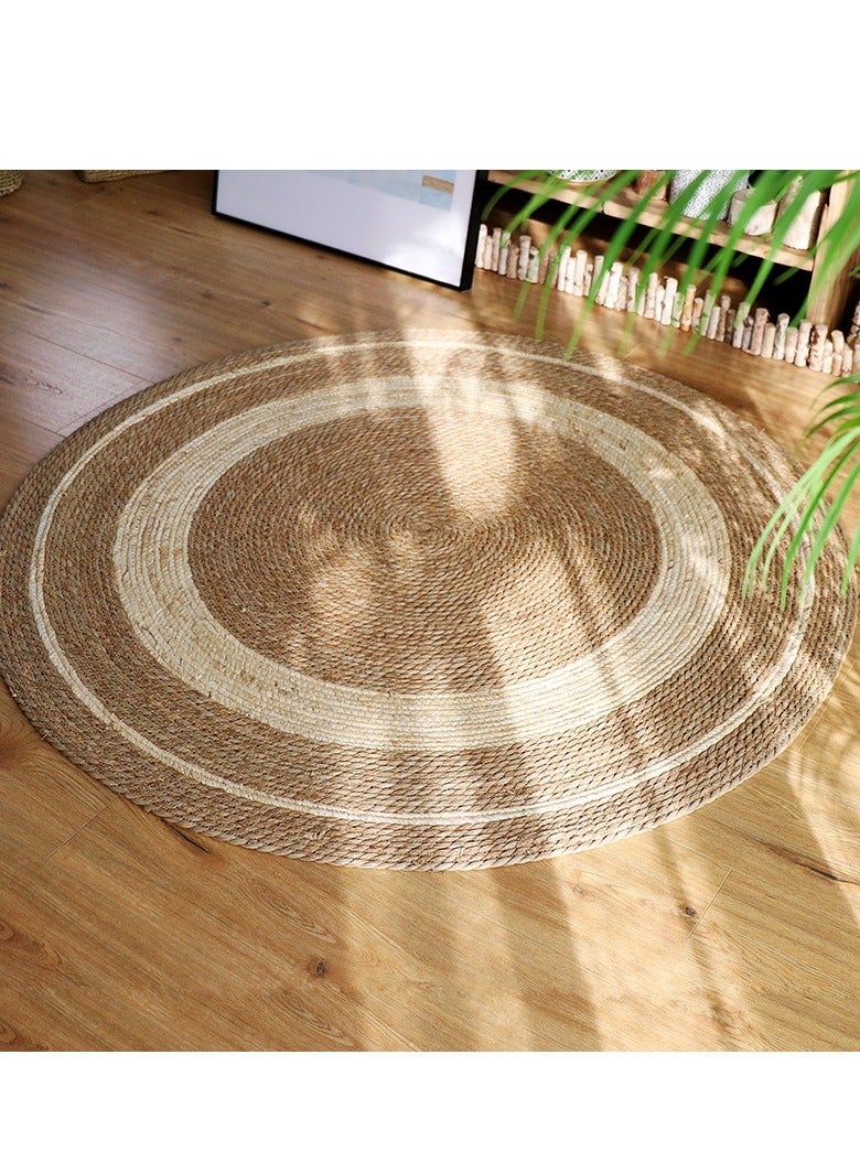 𝐅𝐅𝐃 Handwoven Natural Jute Round Rug – Eco-Friendly Boho Area Rug with White Border, Durable & Stylish Woven Carpet for Living Room, Bedroom, Entryway & Farmhouse Décor  - Image 4