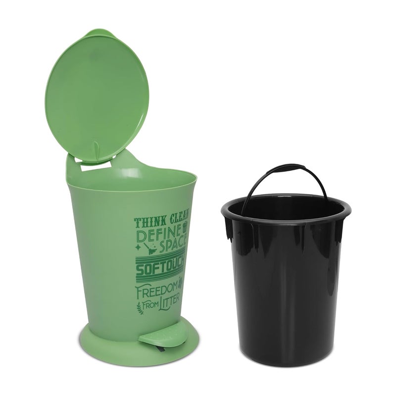 JAYPEE BITS BIN Pedal Bin with Plastic Bucket And Lid | Garbage Bin Trash Can Pedal Waste Bin |Round Shape Dustbin For Home, Kitchen, Bathroom, Office, 4 Litre, Green - Image 3