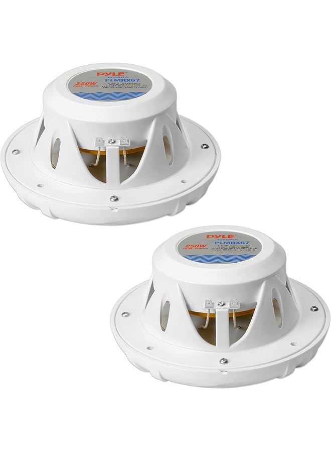 Pyle 250 Watt Marine Speaker System - Water Resistant Dual 2 Way 6.5 Inch Outdoor Stereo Audio Sound Speakers W/ 65Hz-20Khz Frequency Response, Heavy Duty 35Oz Magnet Structure - Plmrx67 (White, Pair) - Image 2