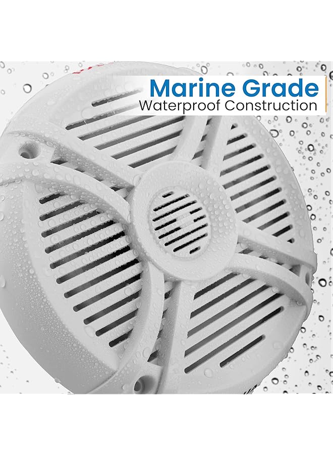 Pyle 250 Watt Marine Speaker System - Water Resistant Dual 2 Way 6.5 Inch Outdoor Stereo Audio Sound Speakers W/ 65Hz-20Khz Frequency Response, Heavy Duty 35Oz Magnet Structure - Plmrx67 (White, Pair) - Image 5