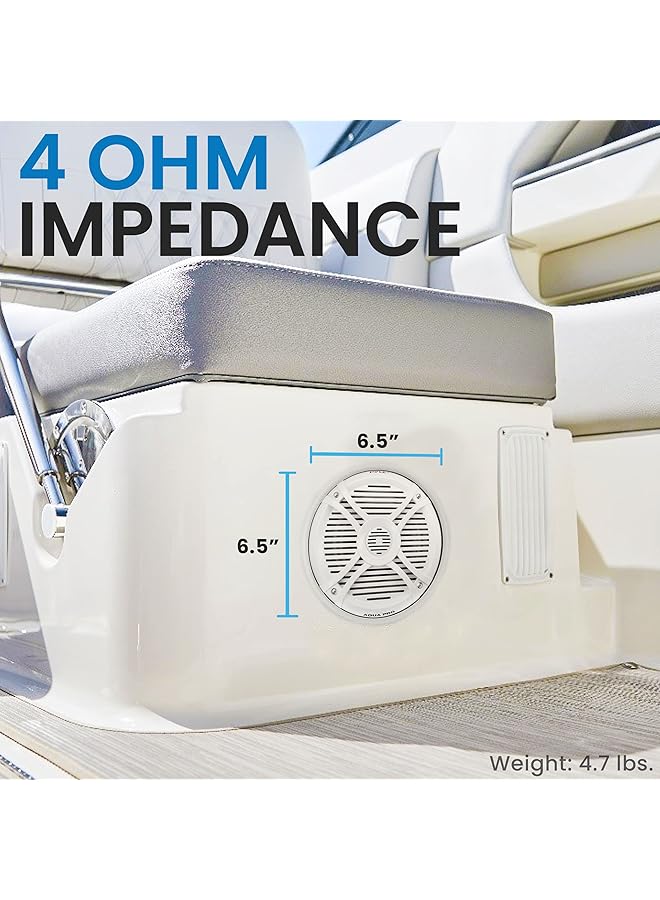 Pyle 250 Watt Marine Speaker System - Water Resistant Dual 2 Way 6.5 Inch Outdoor Stereo Audio Sound Speakers W/ 65Hz-20Khz Frequency Response, Heavy Duty 35Oz Magnet Structure - Plmrx67 (White, Pair) - Image 4