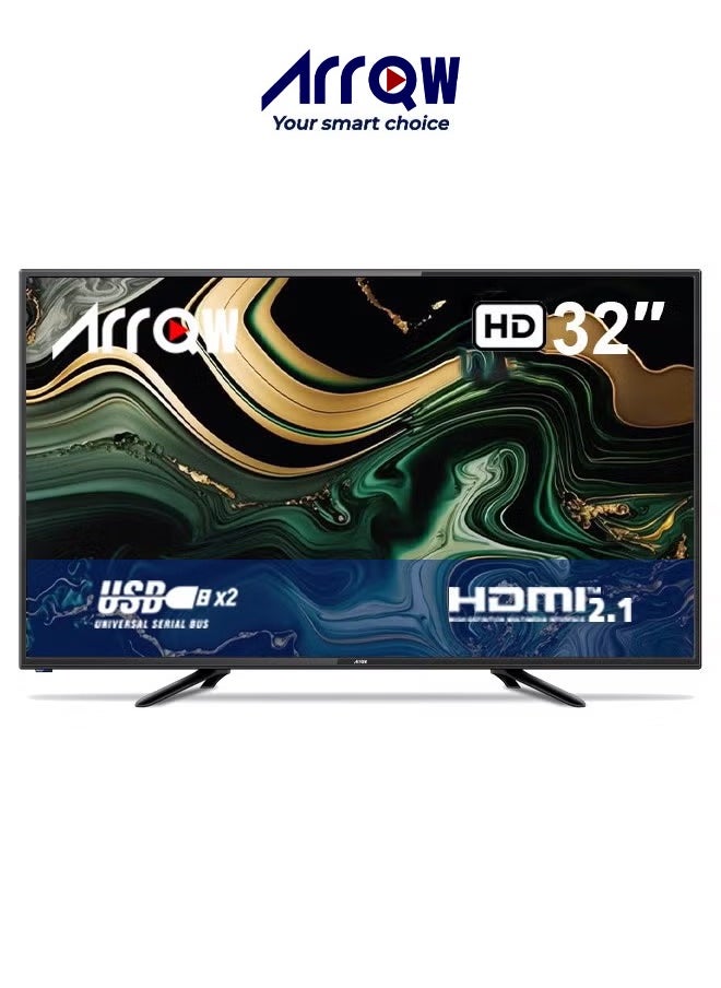 ARRQW 32" LED TV, Slim LED TV with WALL STAND and Remote Control, RO-32LP | HDMI & USB Ports ,Multi-language support.  - Image 1