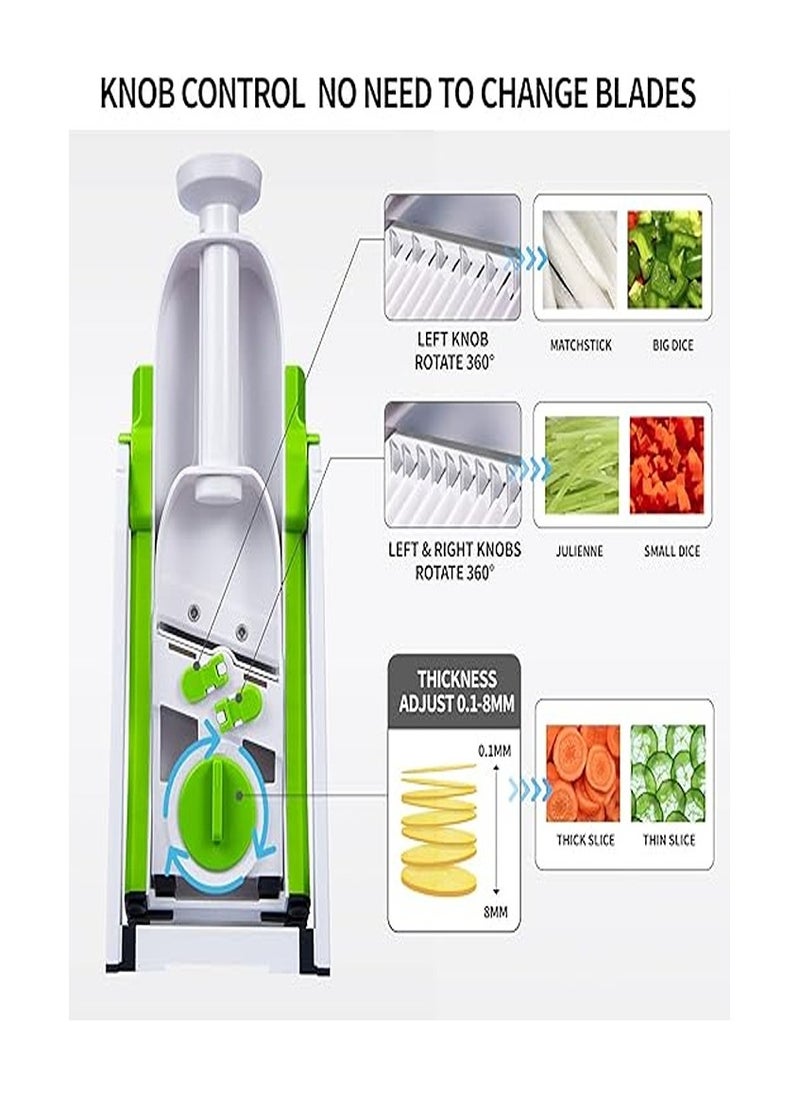 Generic Safe Mandoline Slicer, Vegetable Chopper, 5 in 1 Veggie Julienne, Dicer, Fry Cutter, Kitchen Chopping Artefacts, Upright Chopper for Fruit Vegetables (Green)  - Image 4