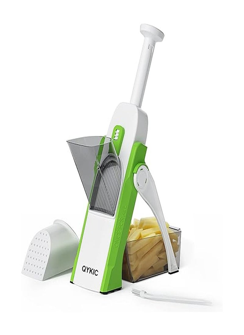 Generic Safe Mandoline Slicer, Vegetable Chopper, 5 in 1 Veggie Julienne, Dicer, Fry Cutter, Kitchen Chopping Artefacts, Upright Chopper for Fruit Vegetables (Green)  - Image 1