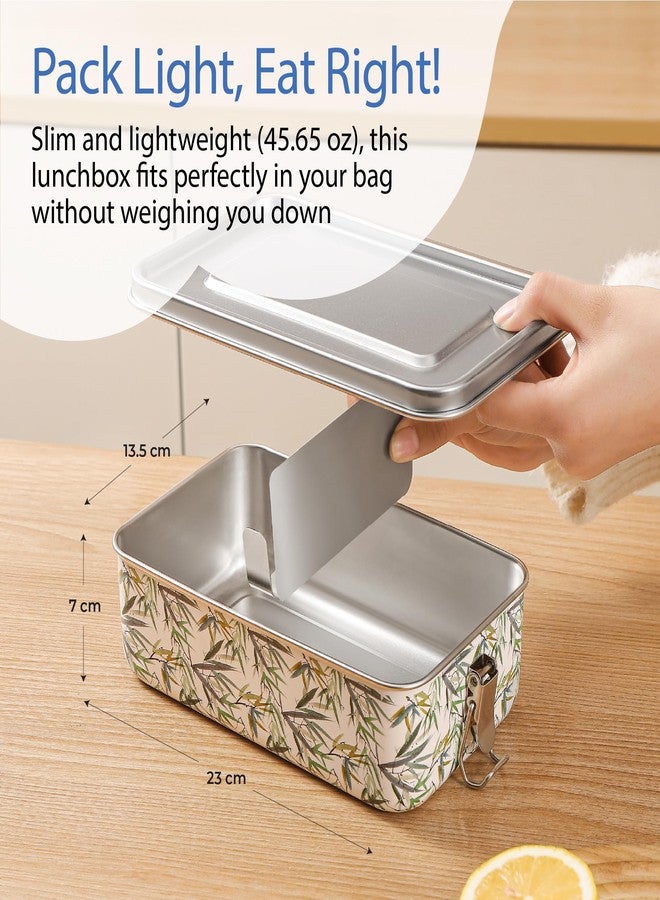 Chef's Path Bento Box with Aesthetic Bamboo Design, Leak-Proof 45.65oz Bento Lunch Box with Detachable Dividers, Airtight Silicone Lid for Fast and Easy Meal Prep - Image 2