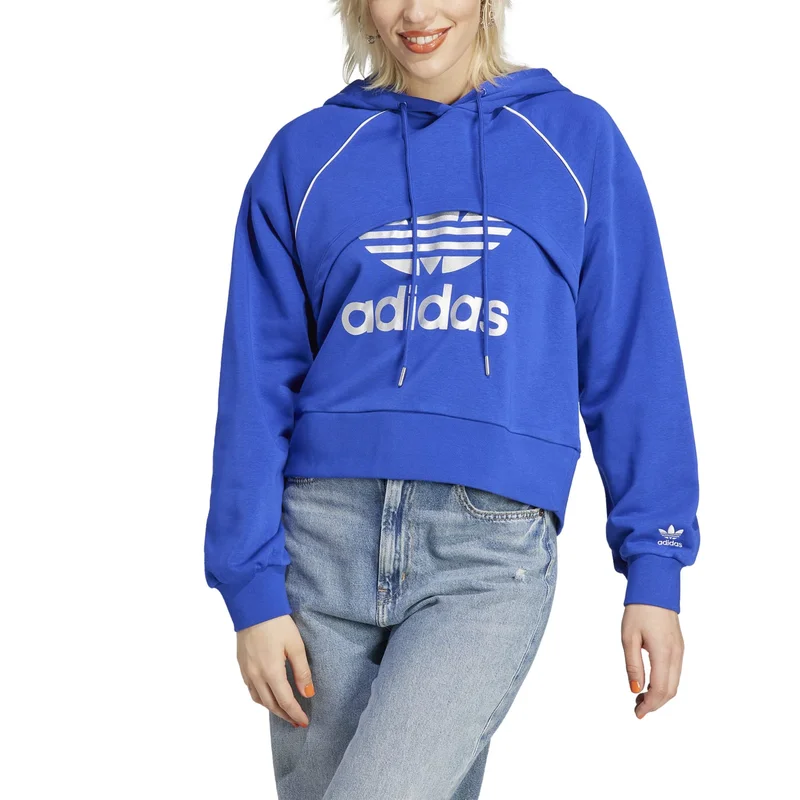 adidas هودي بشعار كبير أزرق Originals للنساء