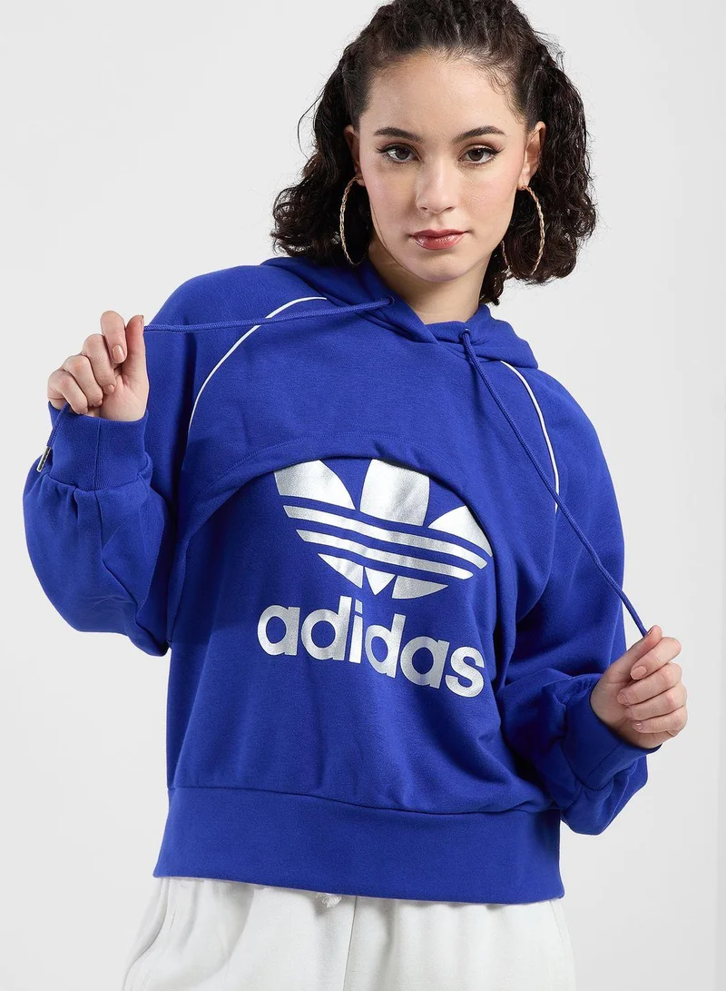 Adidas BIG LOGO HOODIE Blue Originals Women SWEATSHIRTS