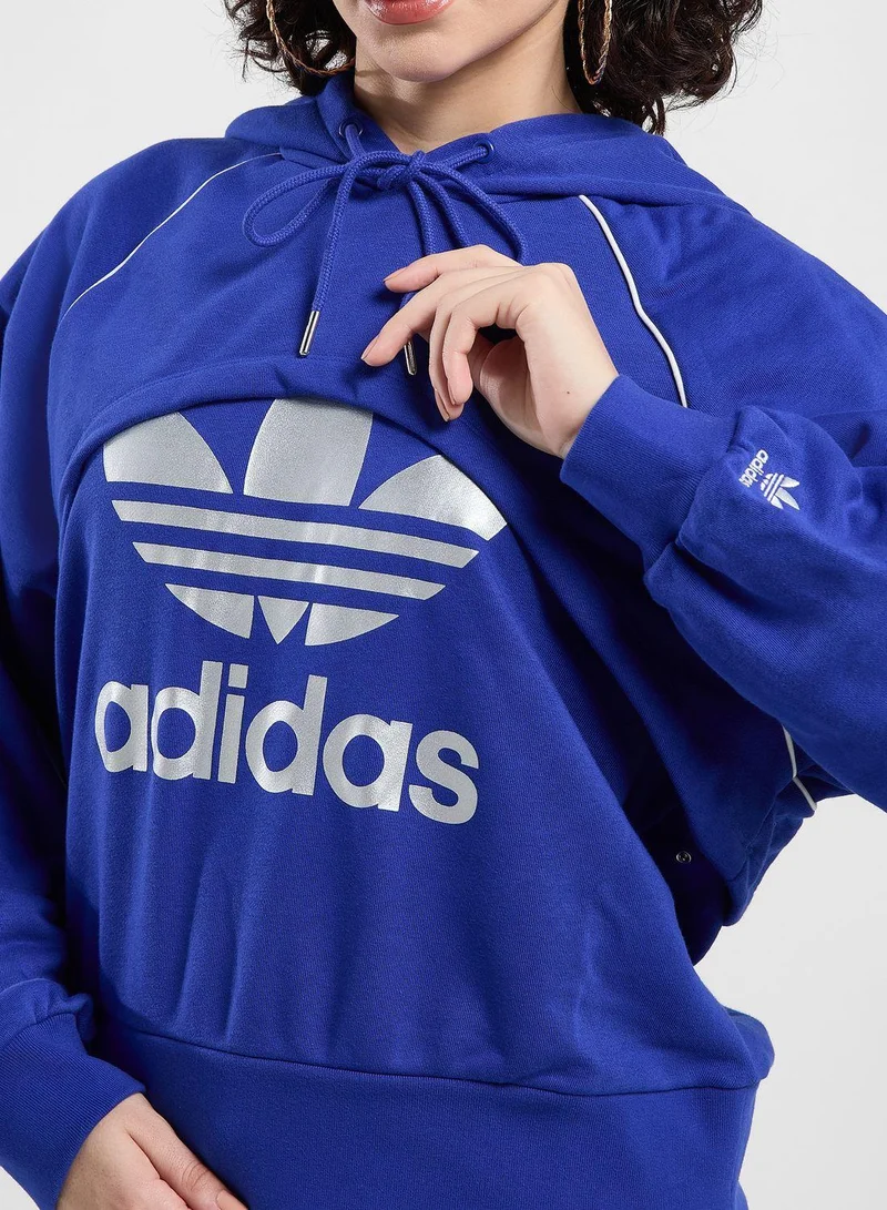 adidas هودي بشعار كبير أزرق للنساء