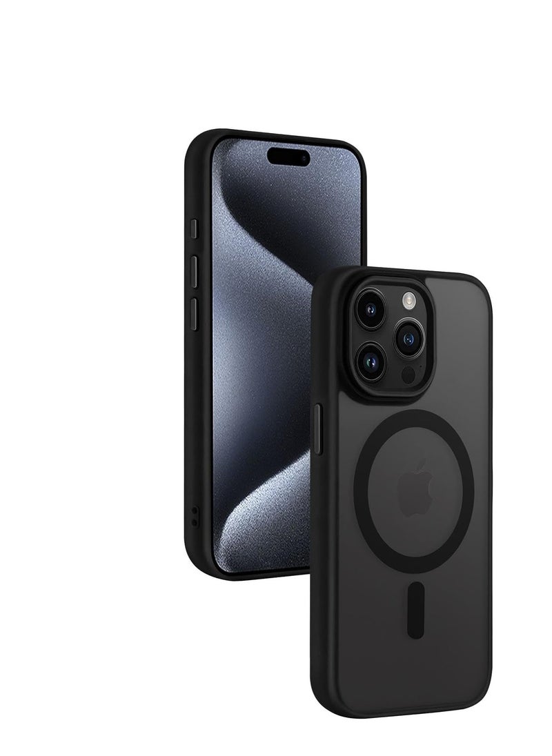 Generic Compatible with iPhone 15 Pro Max Case Magnetic Clear Back Cover Slim Anti-Scratch Shockproof Protective Case Compatible with Magsafe for iPhone 15 Pro Max 6.7 inch (Black)  - Image 3