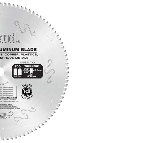 Freud Thin Stock NonFerrous Metal Saw Blade Ideal Use for Aluminum Brass and NonFerrous Metals 10 Diameter 100 Teeth 58 Arbor LU90M010 - Image 3