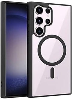 ELMO3EZZ Samsung Galaxy S23 Ultra Clear Case Compatible with MagSafe Charger Slim Protector Shock Absorbent Bumper Crystal Clear Case Cover for Galaxy S23 Ultra (Black)