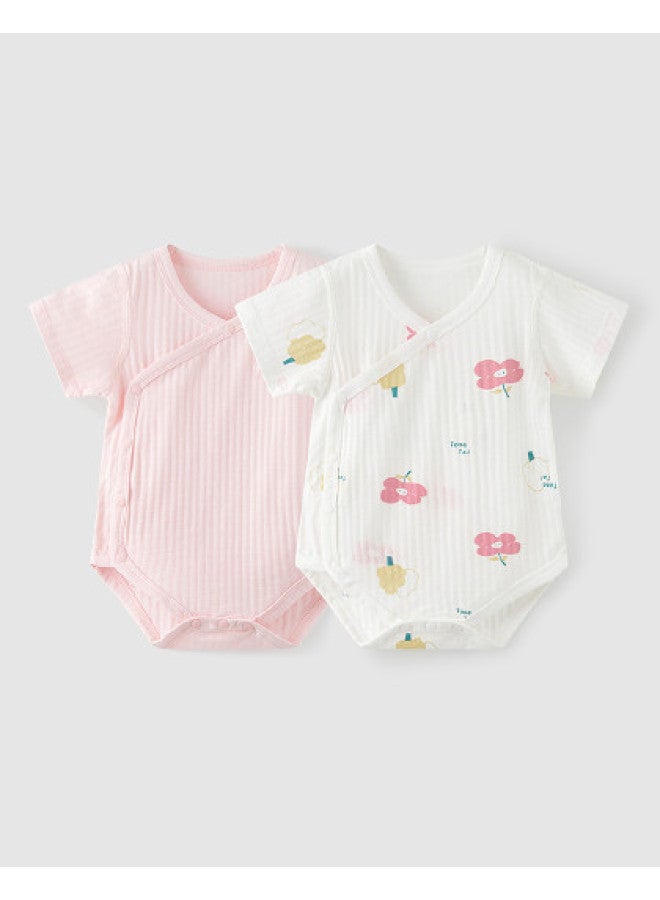 Tongtai Baby Bodysuits Summer Pure Cotton Newborn Rompers Baby Short Sleeve Onesies Triangle Crawling Suits 2-pack - Image 1