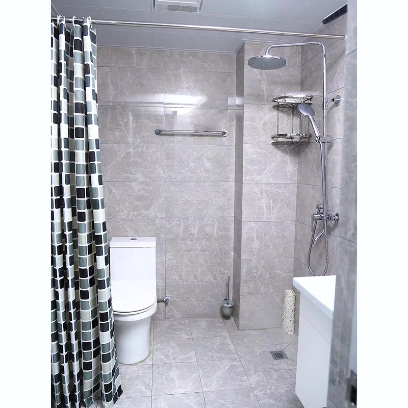 1 قطعة ستانة دش مائية مقاومة بتصميم هندسي / ستانات حمام بمزاييك مطبوعة من قماش بوليستر / ملحقات حمام - Image 5