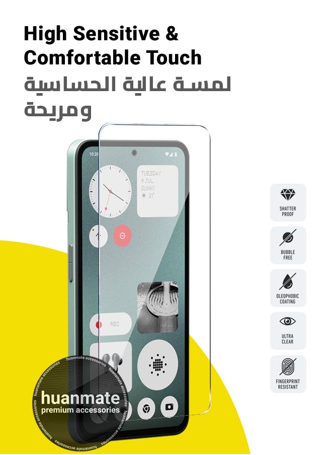 huanmate - Nothing CMF Phone (1) Tempered Glass Screen Protector – High Transparency, Delicate Touch, Anti-Explosion, Smooth Arc Edges, Easy Installation, Screen Protector for Nothing CMF Phone (1) - Image 1