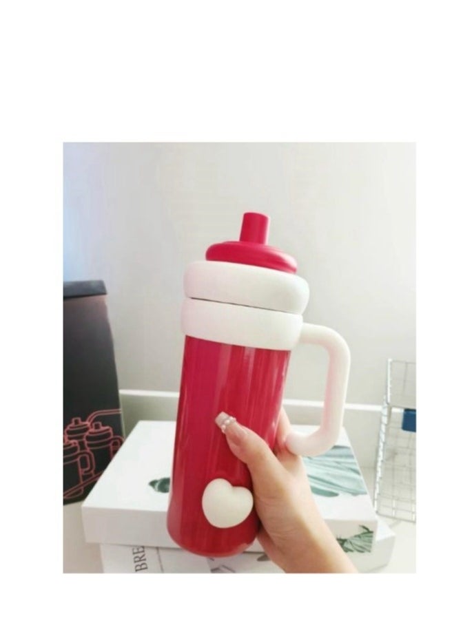 Generic - Big Mac Insulated Cup 750ml Large Capacity Water Cup New Ceramic Ice King Cup High Beauty Straw Cup - Image 1