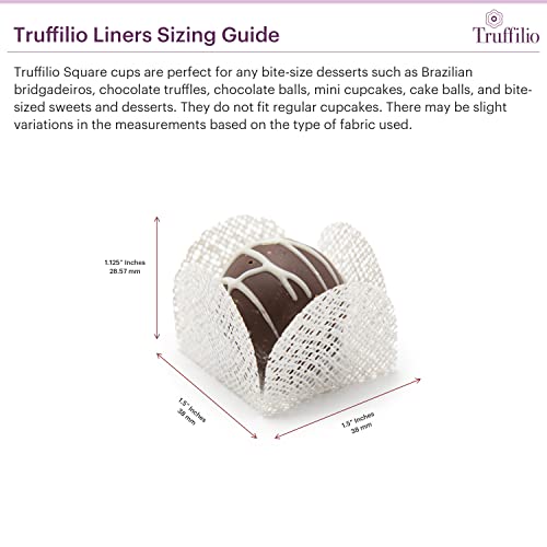 Truffilio Handmade Fabric Truffle Cups | Truffle Liners | Truffle Wrappers | Fominhas | candy cups for chocolate | Forminhas de Brigadeiro | candy liners - Pack of 30 (Fabric, Square White) - Image 4