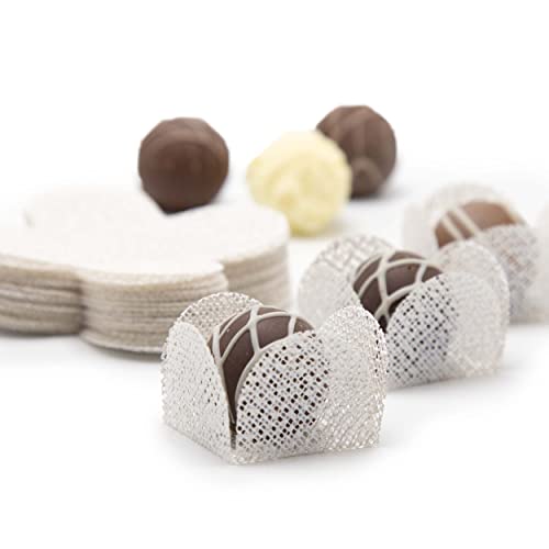 Truffilio Handmade Fabric Truffle Cups | Truffle Liners | Truffle Wrappers | Fominhas | candy cups for chocolate | Forminhas de Brigadeiro | candy liners - Pack of 30 (Fabric, Square White) - Image 1