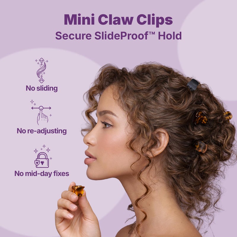 Goody SlideProof Mini Claw Clips, Stylish, Secure Grip Small Hair Clips, Styling Accessories for All Occasions, Ideal for Fine Hair Types, Gifts for Women & Girls, Black and Tortoiseshell, 16 Ct - Image 2