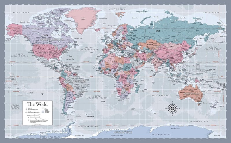 Palace Learning Laminated World Map Poster - Wall Chart Map of Earth - 18" x 29" (Purple) - Image 1