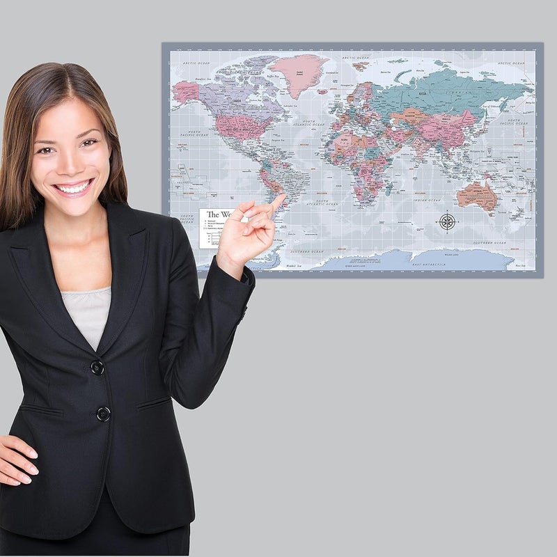 Palace Learning Laminated World Map Poster - Wall Chart Map of Earth - 18" x 29" (Purple) - Image 4