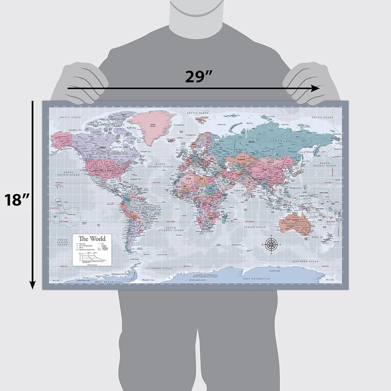 Palace Learning Laminated World Map Poster - Wall Chart Map of Earth - 18" x 29" (Purple) - Image 2