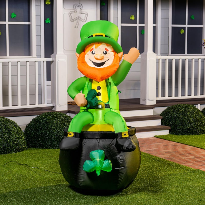 Joiedomi 6FT St Patrick Sitting Leprechaun Inflatable for Yard Garden Decorations, Indoor and Outdoor Theme Party Decor, Yard, Garden, Lawn Decor with LED Light Build-in - Image 1