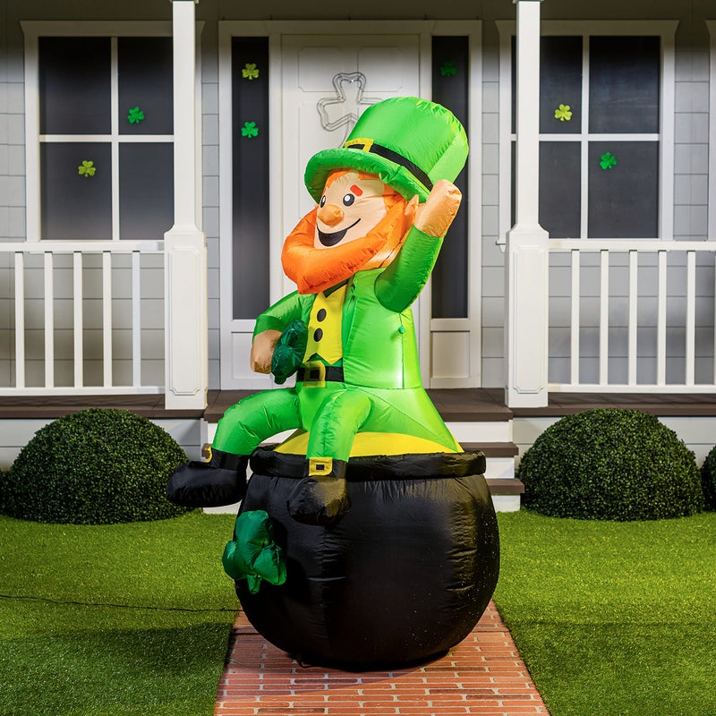 Joiedomi 6FT St Patrick Sitting Leprechaun Inflatable for Yard Garden Decorations, Indoor and Outdoor Theme Party Decor, Yard, Garden, Lawn Decor with LED Light Build-in - Image 2