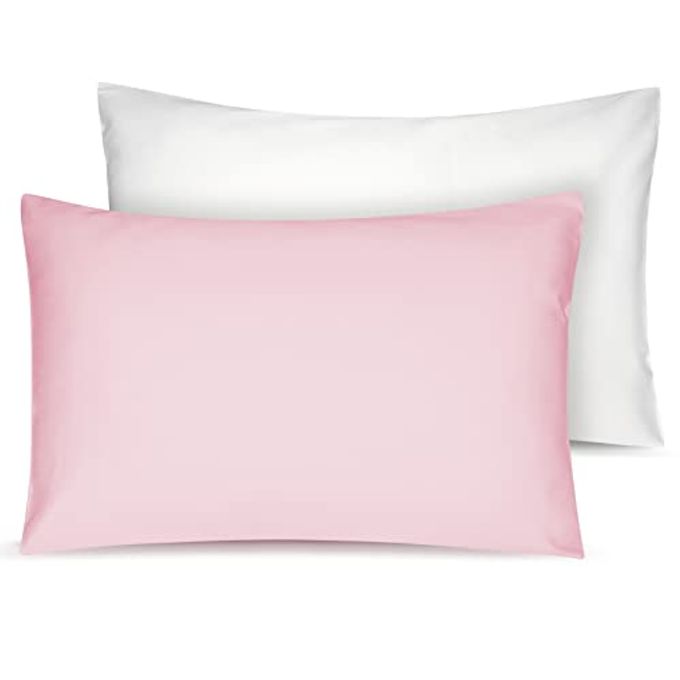 SOFT ORGANIC COTTON TODDLER PILLOWCASES 14 X 20 INCHES FIT 13 X 18 14 X 19 PILLOWS SMOOTH PEARL COTTON BABY PILLOWCASES WITH ENVELOPE CLOSURE PINK AND IVORY SET OF 2