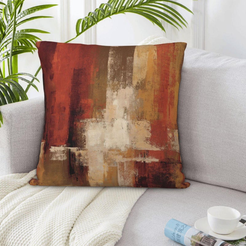 Lcokin Burnt Orange Abstract Throw Pillow Covers 18x18 in Set of 2  Decor Art Painting Orange Pillow Case Square Cushion Covers for Sofa Bed Couch Living Room - Image 5
