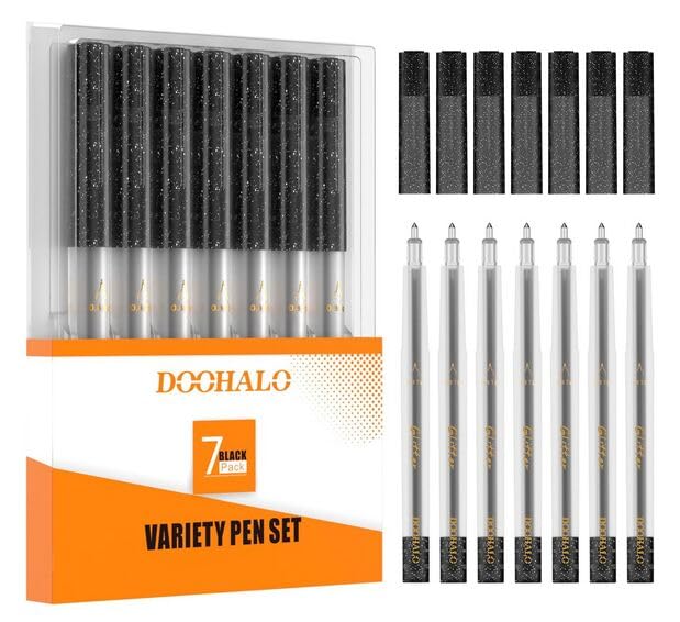 DOOHALO Gold Black Glitter Gel Markers Pen Compatible with Cricut Maker4/ 3/Explore 3/Air 2/Air Machine 0.8 Medium tips Gold Pens for Drawing and Painting - Image 1
