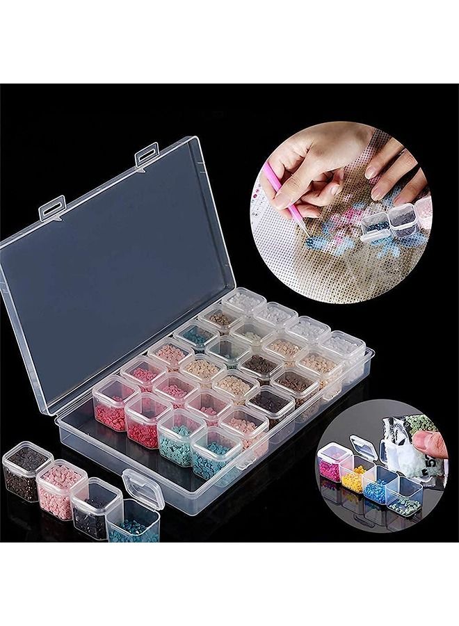 28 Grids Diamond Painting Boxes 2 Pack Organizer Plastic Embroidery Storage Box