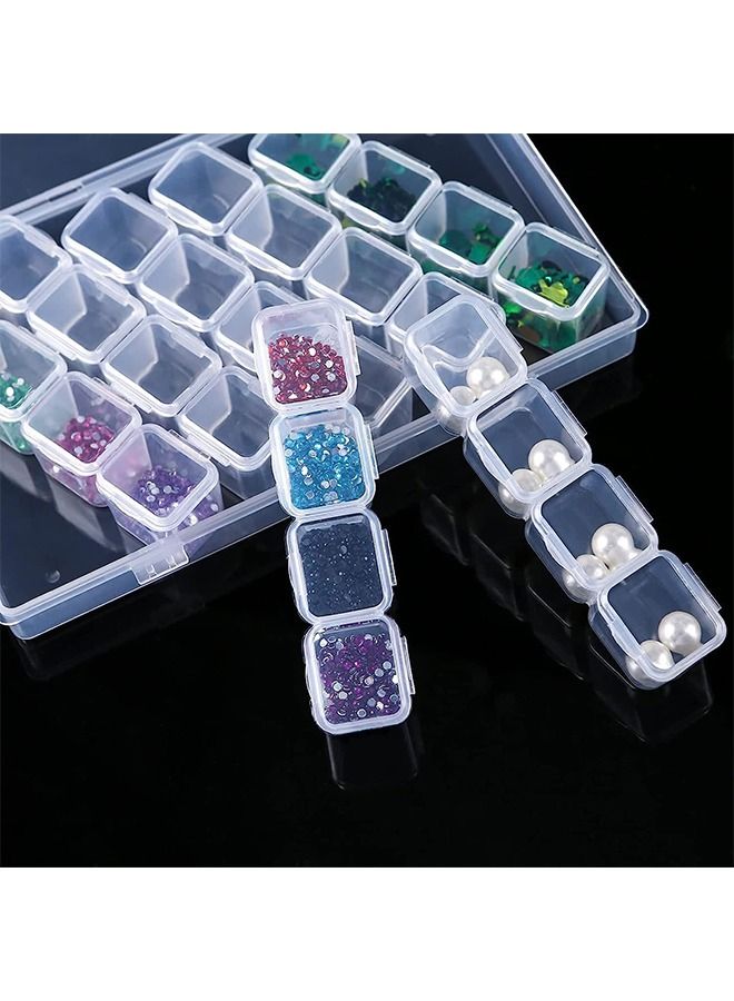 28 Grids Diamond Painting Boxes 2 Pack Organizer Plastic Embroidery Storage Box