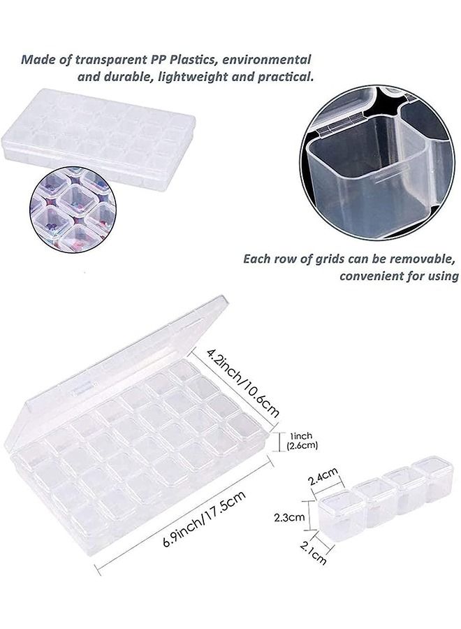 28 Grids Diamond Painting Boxes 2 Pack Organizer Plastic Embroidery Storage Box
