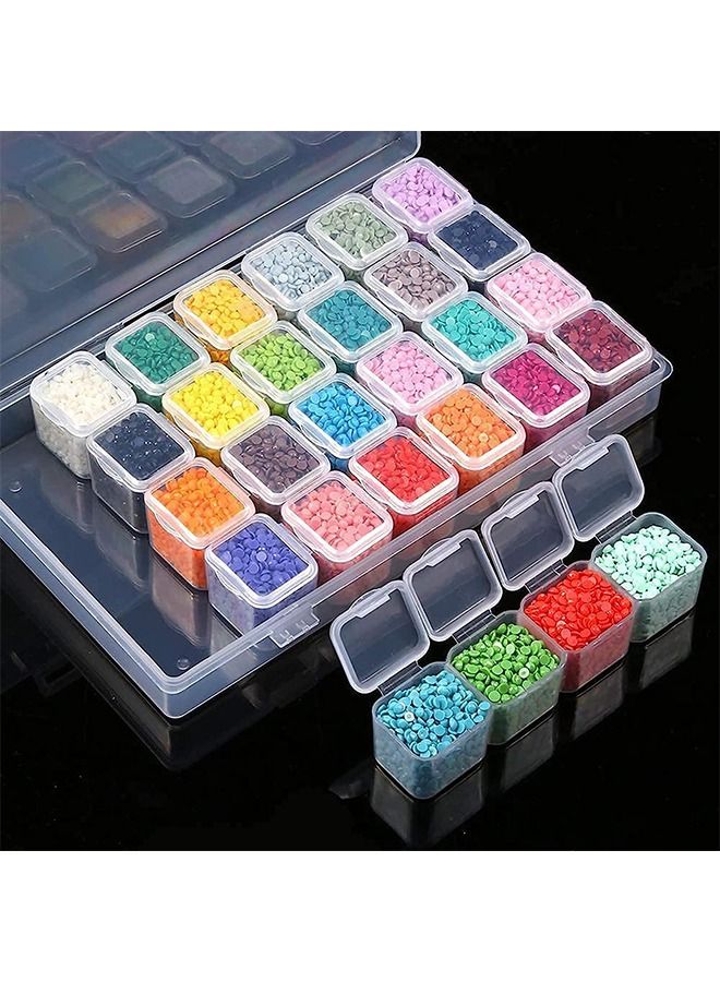 28 Grids Diamond Painting Boxes 2 Pack Organizer Plastic Embroidery Storage Box