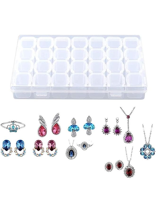 28 Grids Diamond Painting Boxes 2 Pack Organizer Plastic Embroidery Storage Box