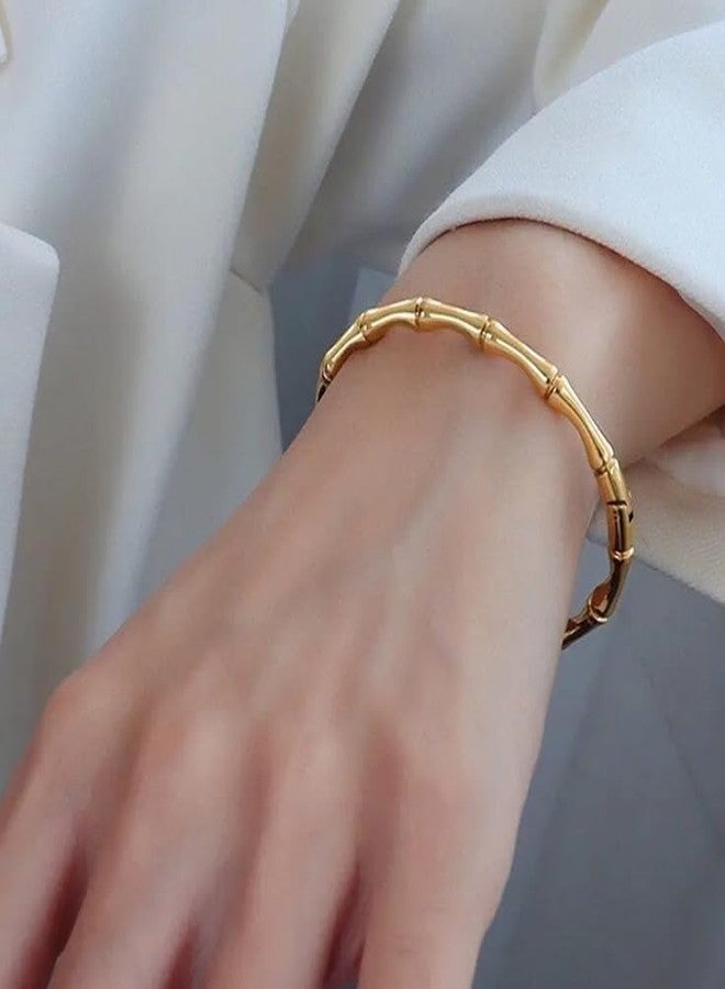 Okos Gold Plated Kada Bracelet Combo for Women and Girls | Crystal Studded Bangle & Bamboo Design Kada Set | Trendy Jewellery Wear CO1000505GLD - Image 4