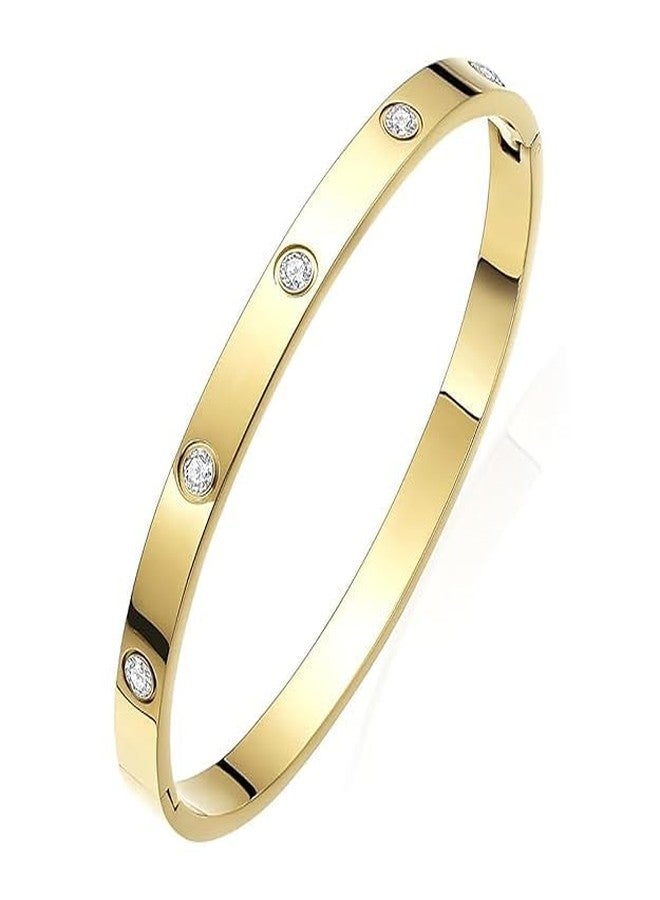 Okos Gold Plated Kada Bracelet Combo for Women and Girls | Crystal Studded Bangle & Bamboo Design Kada Set | Trendy Jewellery Wear CO1000505GLD - Image 3