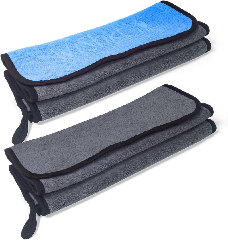 WISHKEY Microfiber Car Cleaning Cloth, Soft 500 GSM,Extra Large, 35x75 cm, Grey, Pack of 2, Suede Edge for Scratchless Detailing Condition adaptive build - Image 1
