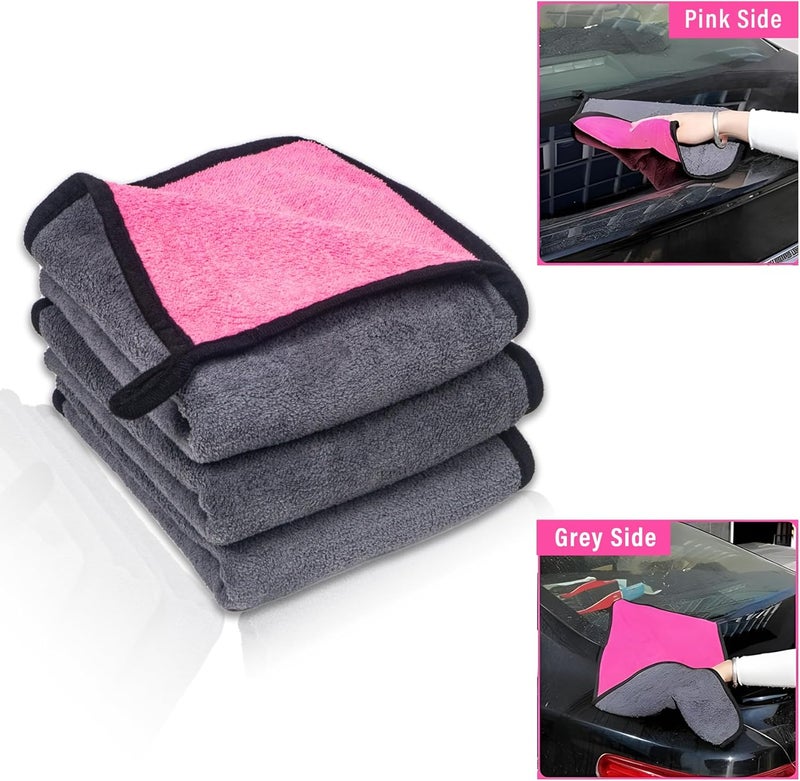 WISHKEY Microfiber Car Cleaning Cloth, Soft 500 GSM,Extra Large, 35x75 cm, Grey, Pack of 2, Suede Edge for Scratchless Detailing Condition adaptive build - Image 5