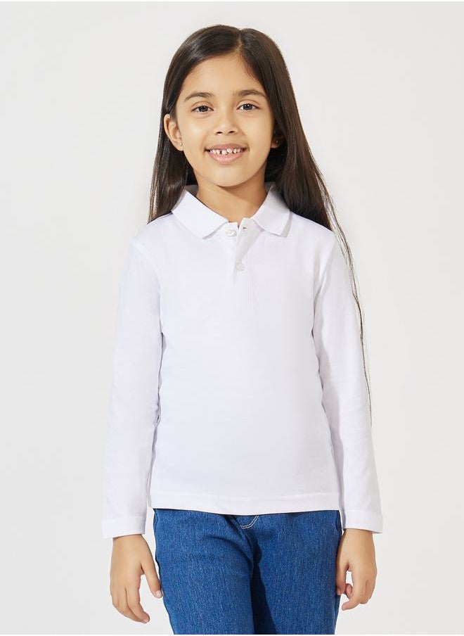 Styli Solid Polo T-Shirt with Full Sleeves  - Image 1