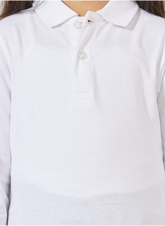 Styli Solid Polo T-Shirt with Full Sleeves  - Image 3