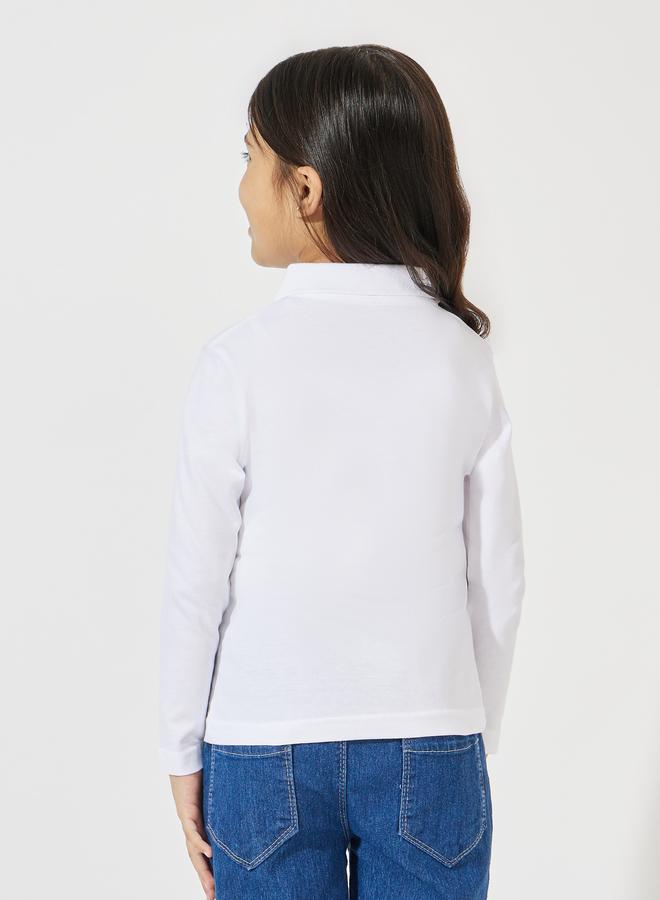 Styli Solid Polo T-Shirt with Full Sleeves - Image 4