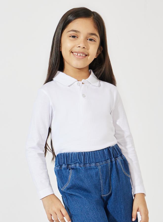 Styli Solid Polo T-Shirt with Full Sleeves - Image 5