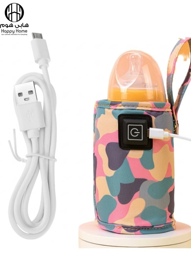 Happy Home Portable USB Baby Bottle Warmer Bag with Adjustable Intelligent Temperature Control Insulated Milk Bottle Heater for Travel Car and On the Go Outdoor Feeding Compatible with All Bottle Sizes and Shapes 150ml 200ml 250ml - Image 1