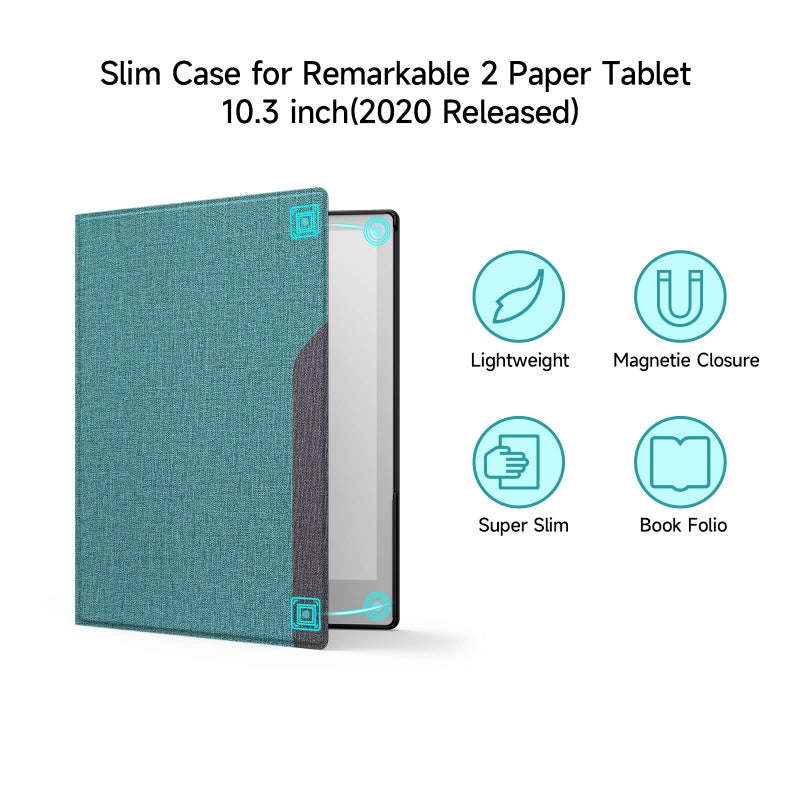 Ayotu Case for Remarkable 2 Paper Tablet 10.3" 2020 Released, Fabric Folio Cover with Pen Pocket, Stable Stand Design, Gray & Green (Exclusive Templates Provided) - Image 3